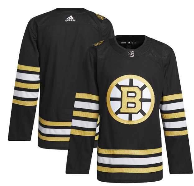 Men%27s Boston Bruins Blank Black 100th Anniversary Stitched Jersey Dzhi